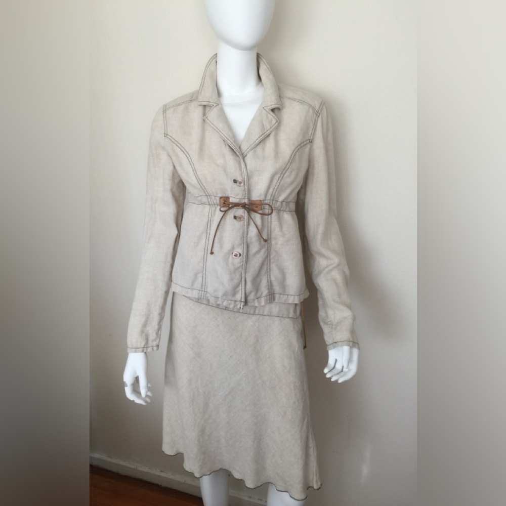 VTG DKNY Jeans beige linen skirt set
